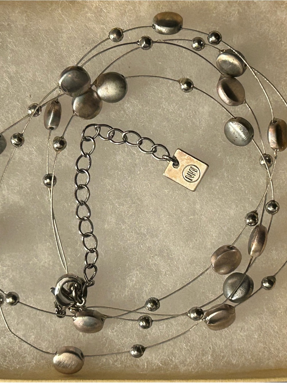 Vintage Signed Nine West silver tone floating bead illusion necklace